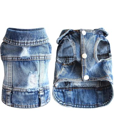 Stylish Pet Dog Denim Jacket Vest | Fashionable Denim Clothing for Small & Medium Dogs & Cats | Summer T-Shirt Sweater (XL C) - Buy Online on GoSupps.com