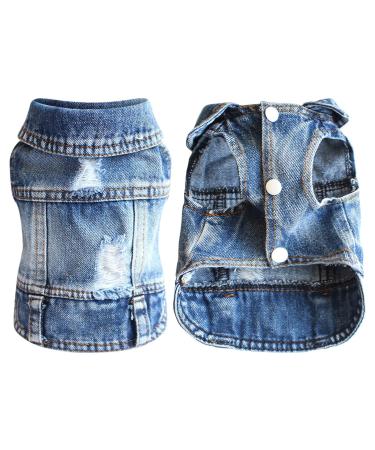Pet dog denim jacket vest dog clothing denim jacket for small medium dog cats pet pet jacket sweater sweater nice dog vest pet summer t-shirt sweater (m c) m c