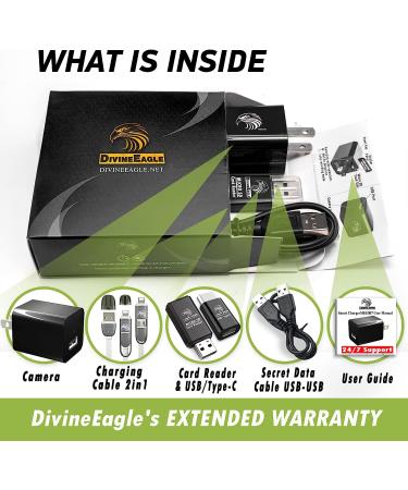 DivineEagle Mini Spy Camera Charger | Hidden Nanny Cam 1080p Full HD | Surveillance USB Camera | Small Black Spy Cam - Buy Online on GoSupps.com