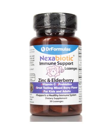 DrFormulas Elderberry Zinc Vitamin C Lozenges with Echinacea and Nexabiotic Probiotics 30 Count (not Gummies or Syrup)
