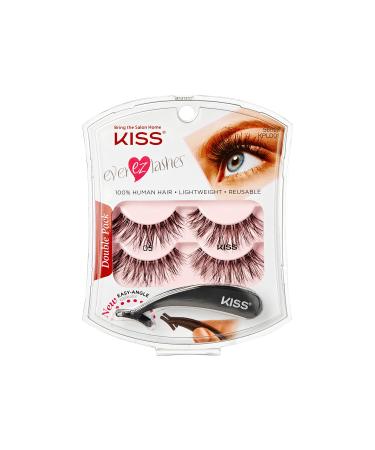 KISS Ever EZ Lashes Double Pack No. 01 Reusable Natural Eyelash Starter Kit Includes Easy-Angle Applicator and 2 Pairs Human Hair False Eyelashes - Buy Online on GoSupps.com