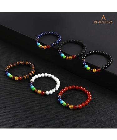 BEADNOVA White Howlite Crystal Beads 8mm - 45-48pcs Round Gemstone Beads for Energy Healing - Free Crystal Stretch Cord Included - Buy Online on GoSupps.com