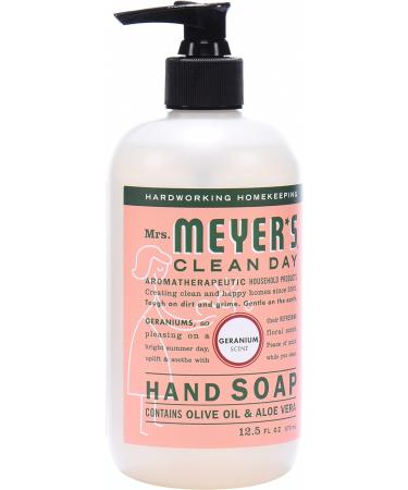 Mrs. Meyer's Geranium Hand Soap 12.5 fl. oz - Pack of 6 | Biodegradable Formula with Essential Oils - Buy Online on GoSupps.com