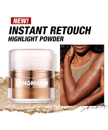 Glitter Body Highlighter Powder - Silvery Face & Body Shimmer for Glow Makeup with Sponge Head - Buy Online on GoSupps.com