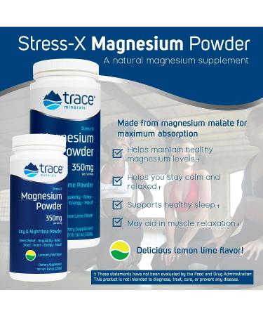 Stress-X Magnesium Powder - Natural Stress Relief & Energy Boost | Non-GMO, Gluten Free, Vegan | Lemon Lime Flavor - 17.6 oz - Buy Online on GoSupps.com