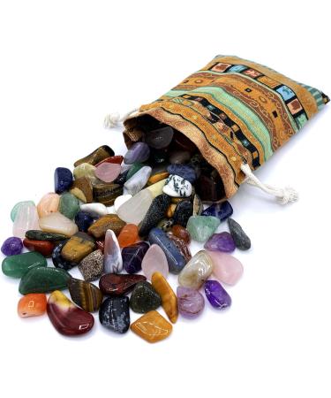 Buy Colorful Gemstone Set | Natural Drumstones in Fabric Bag | Real Gemstone Mix (1-1.5cm) - International Shipping Available - Buy Online on GoSupps.com