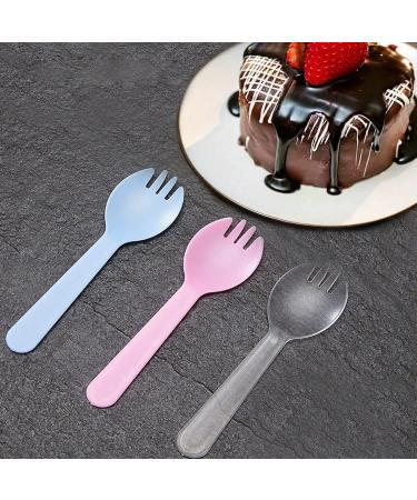 100PCS Eco-Friendly Small Disposable Spork | Durable Clear Plastic Sporks for School Lunch & Parties - Buy Online on GoSupps.com