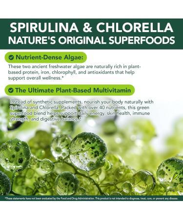 bnHUlMXw Organic Spirulina Chlorella Capsules 17-in-1 Supergeens Blend Rich in Vegan Protein & Chlorophyll Immune Support Non-GMO and Gluten Free Supplement 300 Softgels - Buy Online on GoSupps.com