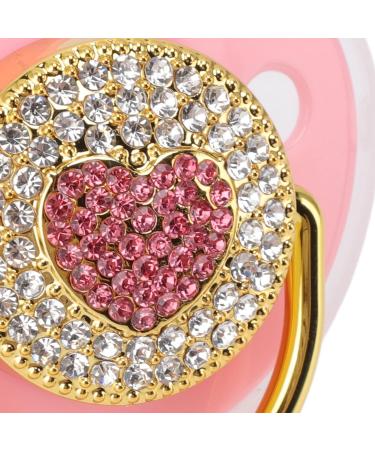 Shinning Heart Shape Baby Pacifier - Personalized Glitter Crystal Dummy | Ideal Bling Gift for Girl Baby Shower & Photography (Pink) - Buy Online on GoSupps.com