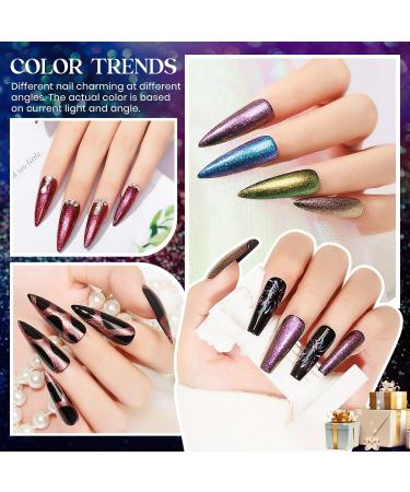 MIZHSE 8 Colors Chameleon Gel Nail Polish Glitter Gel Polish Set Shimmer Iridescent Color Blue Green Purple Shiny Nail Gel Soak Off Nail Art Salon Home - Buy Online on GoSupps.com