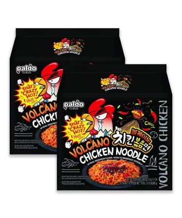 Paldo Fun & Yum Volcano Extremely Hot & Spicy Stir Fried Chicken Instant Noodles, Pack of 8, Soupless Original Korean Ramyun, Spicy Ramen Challenge, Chicken Bokkeummyun,  ? 140g (4.93 oz) x 8 4.93 Ounce (Pack of 8)