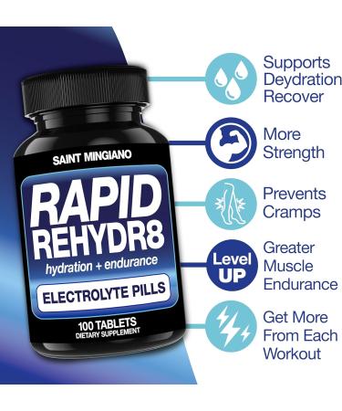 Saint Mingiano Rapid Rehydr8 Electrolyte Tablets 100 - with - Lung Cleanse Detox 60 Day Cleanse - Buy Online on GoSupps.com