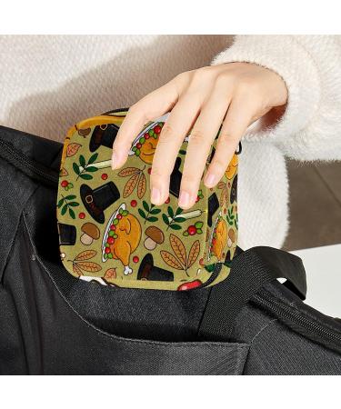 Sanitary Napkin Storage Bag - Autumn Turkey Design | Menstrual Cup & Nursing Pad Holder | Portable Period Kit Bag | Color 7 - Buy Online on GoSupps.com