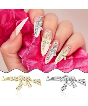 HINZIC 12Pcs 3D Gun Nail Charms | Gold Shiny Diamonds Alloy | Nail Art Decoration for Women - Buy Online on GoSupps.com