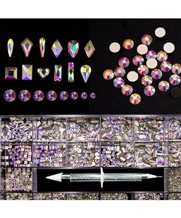 SUJOSAJU Multi Shapes AB Crystal Nail Art Rhinestones Kit Crystal Rhinestones for Nails Multi Size Nail Art AB Rhinestone Kit for Professional and Home DIY Use - Buy Online on GoSupps.com