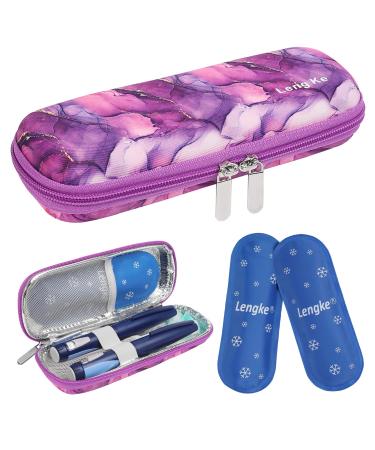 Bomkee insulin pen bag insulin cooling bag medication bag for on the go Diabetes bag for insulin pen glucose meters with 2 fridge package marble violet