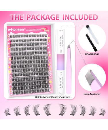 wiwoseo Russian Cluster Lashes Kit Lash Individual Cluster Eyelash Extensions D Curl Cluster Lashes Glue Bond and Seal Natural Lash Extension Kit for Beginners DIY at Home(0.07d 8-16MM) M-cluster lashes kit 8-16MM - Buy Online on GoSupps.com