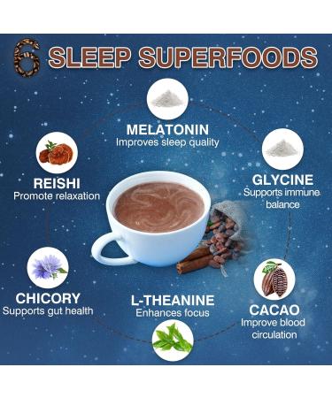Mushroom Hot Cocoa with Melatonin Reishi L-Theanine Cocoa Powder Hot Chocolate Nighttime Drink Mix for Sleep & Relax - 30 Servings - Buy Online on GoSupps.com