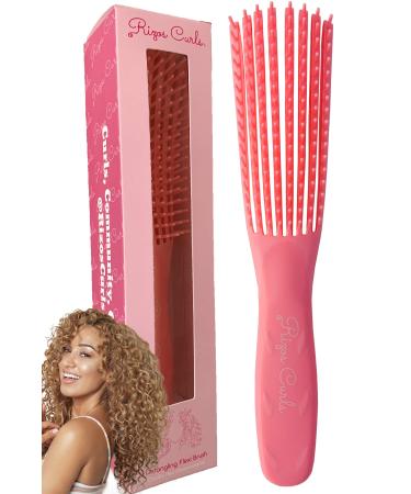 Rizos Curls Pink Detangling Flexi Brush for Curly Hair  Flexible comb glides with curls to easily detangle  no pull or pain