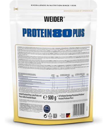 Weider Protein 80 Plus - Multi-Component Protein Powder for Creamy Shakes | 500g Vanilla | Whey Casein Milk Isolate & Egg Protein - Buy Online on GoSupps.com