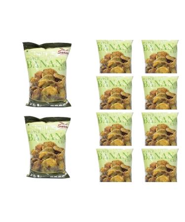 Saras Pepper Banana Chips 200g (Pack of 10) | Spiced to Perfection South Indian Snack | Crispy Delight with Authentic Flavour