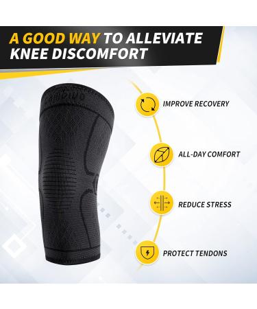 Cambivo Knee Brace for Men & Women - Sports Knee Support for Running Hiking & Volleyball - Relief from Meniscus Tear ACL Injury & Arthritis - Black/Black - Buy Online on GoSupps.com