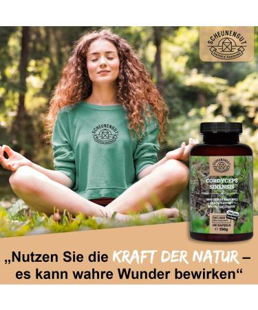 Cordyceps Capsules 1400mg - 10:1 Extract (14 000mg) | 180 Capsules with 40% Bioactive Polysaccharides | De-Scheunengut - Shop Internationally - Buy Online on GoSupps.com