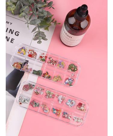 24 Grid Christmas Nail Art Stickers Decals Nail Art Supplies Christmas Santa Elk Flash Snow Deer Wood Pulp 3D Nail Art Decorations Accessories Christmas Nail Sequins - Buy Online on GoSupps.com