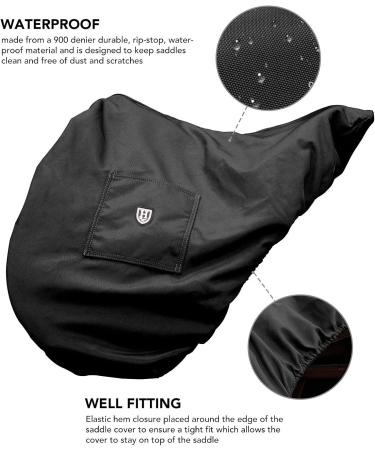 Harrison Howard Premium Waterproof/Breathable Fleece-Lined Saddle Cover - Mars Black Dressage-One Size - Buy Online on GoSupps.com