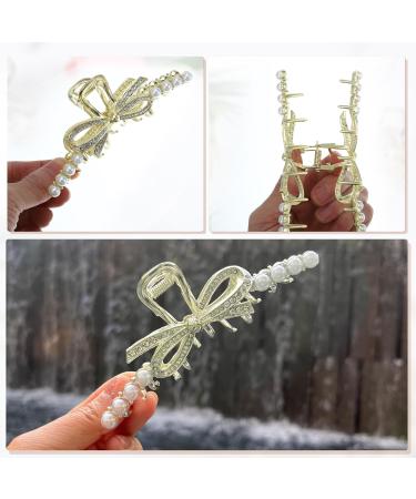 VOCOSTE Hair Clip Classic Faux Pearl Bow Hair Clip for Women Gold Tone - Buy Online on GoSupps.com
