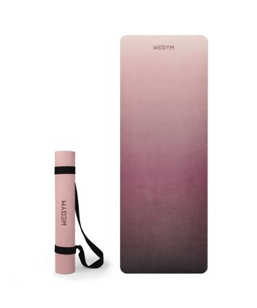 WEGYM Premium Yoga Mat 4 mm Thick Large Exercise Mat Non-slip Anti-Tear Fitnesss Mat Men Women's Eco-friendly Yoga Mat for Yoga Pilates Home Workout Pilates Pink