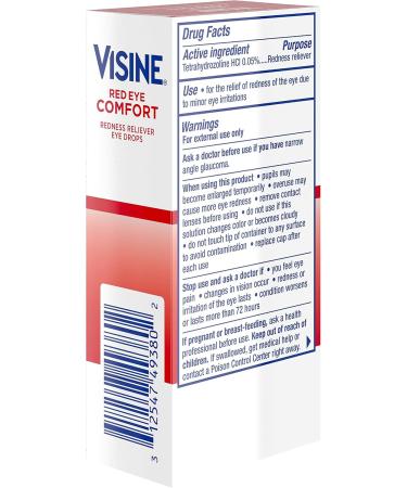 Visine Red Eye Comfort - Fast Redness Relief Eye Drops | Tetrahydrozoline HCl | 0.5 fl. oz (Pack of 2) | International Shipping - Buy Online on GoSupps.com