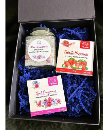 my Emotions Relax-Be Happy Gift Set - Gift Box with 2 Handmade Natural Soaps and Bath Salts with Rose Essential Oil - Buy Online on GoSupps.com