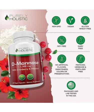 Mannose 1300mg 3-in-1 Formula Capsules with Cranberry & Hibiscus | 240 Vegan Capsules | Urinary Tract & Bladder Health Support for Men & Women - Buy Online on GoSupps.com