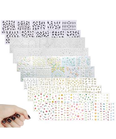 Olakin 50 leaves 3D nail ticker more than 1800 pieces nail sticker nail sticker sticker self -adhesive sticker for DIY decorations nail art phone case