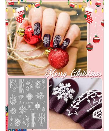Kalolary 7PCS Christmas Adhesive Nail Art Sticker - 5D Stereoscopic Embossed Snowflake Designs for Women & Girls - Nail Decoration Kit - Buy Online on GoSupps.com