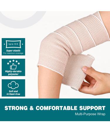AZEN 4in Premium 2 Pack Elastic Bandage Wrap - Compression for Legs Ankle Knee & Tummy - Latex-Free Lymphedema Wraps - Buy Online on GoSupps.com