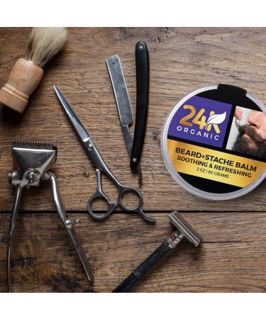 24K Organic Beard Balm | Soothing Leave-in Conditioner | All Natural & Organic Oils for Itching Relief Thickening Softening & Styling - Buy Online on GoSupps.com