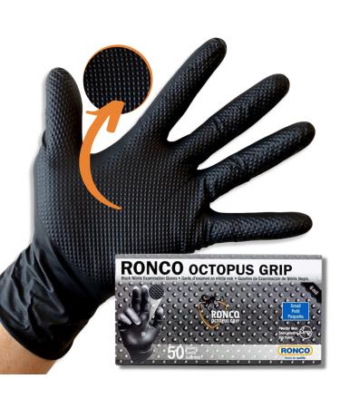 NOCOB Black Nitrile Disposable Gloves - (Raised Diamond Texture Grip) 6 Mil Thickness Latex and Powder Free (XXL 50 count)