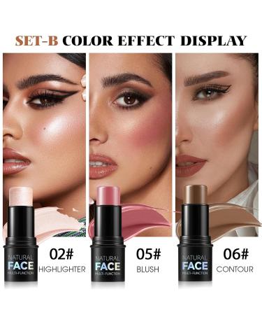 3Pcs Cream Contour Stick Makeup Kit - Waterproof Blendable Blush Highlighter & Bronzer Trio for Long-Lasting Face Makeup | International Shipping Available - Buy Online on GoSupps.com