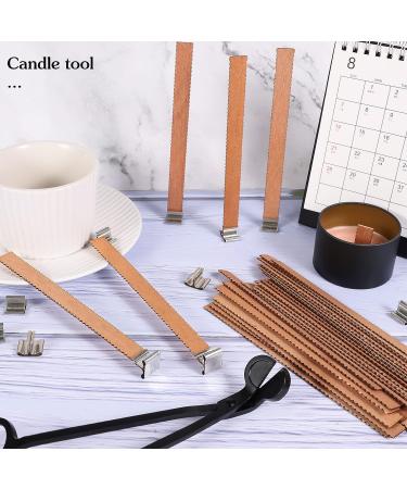 100pcs 5.9 X 0.5 Inch Wooden Candle Wicks Set with Wick Trimmer - Smokeless Candle Cores for DIY Candle Making - Buy Online on GoSupps.com