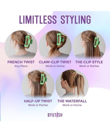 Byutish Square Hair Claw Clips for Thick Hair - 6 Pcs | Anti-Slip Strong Grip with Matte Finish | Stylish Hair Claws for Straight, Curly, Wavy Hair - Buy Online on GoSupps.com