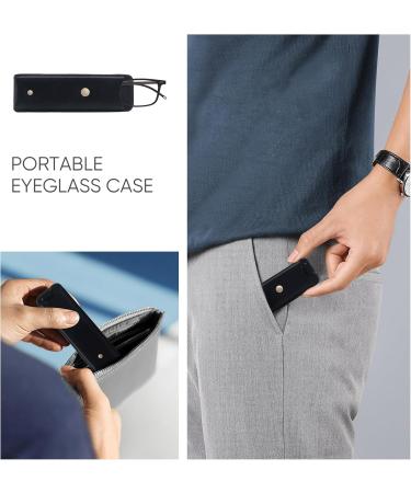 Missfive Flat Folding Reading Glasses - Blue Light Blocking Lightweight Portable Eyewear for Men & Women - Compact Travel Case Included - Black 2.5x - Buy Online on GoSupps.com