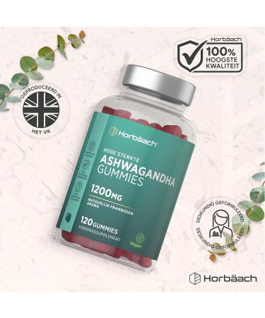 Horbaach Ashwagandha Gummies 1200mg Ashwagandha extract per daily serving 120 vegan gummies for 2 months supply with 5 Withanolides Natural Raspberry Flavor Horbach - Buy Online on GoSupps.com