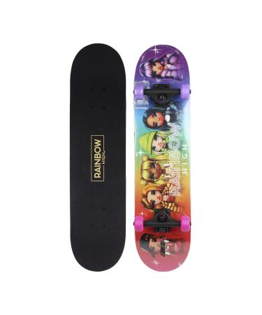 Rainbow High 31 inch Skateboard, 9-ply Maple Desk Skate Board for Cruising, Carving, Tricks and Downhill