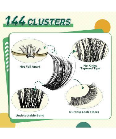 DIY Lash Extension Kit - KEYYOU 144pcs Eyelash Cluster Set with Glue Applicators & Mascara Brush - Perfect for At-Home Lash Extensions (Y01 Kit - Buy Online on GoSupps.com