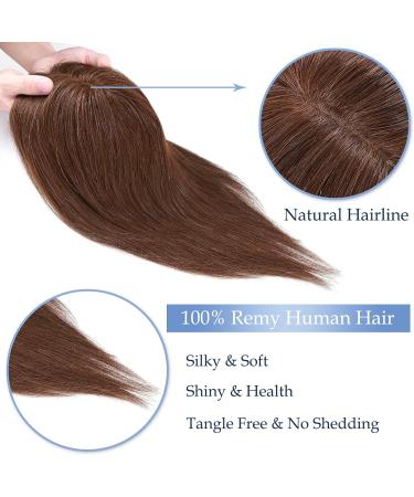 Silk-co 12inch Human Hair Toppers for Thinning Hair Women 100% Real Remy One Piece Clip in Hair Extension Silk+PU Base Toupee 120% Density #04 Medium Brown 12 Inch #04 Medium Brown - Buy Online on GoSupps.com