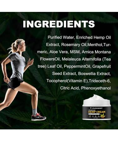 T-RUNHEMP Hemp Cream - High Strength Natural Relief for Muscles & Joints | Arnica Gel Rub with MSM - 4oz 120ml - Buy Online on GoSupps.com
