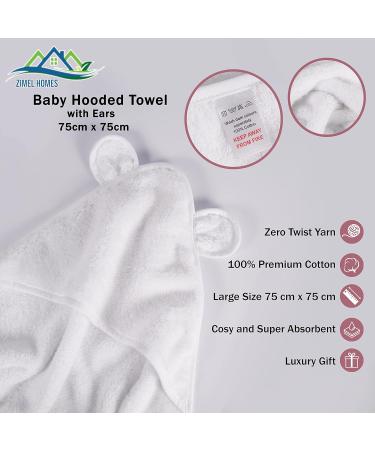 Super Soft 100% Cotton Hooded Baby Towel with Ears | 75x75cm | Highly Durable | Pack of 1 White Towel - Buy Online on GoSupps.com