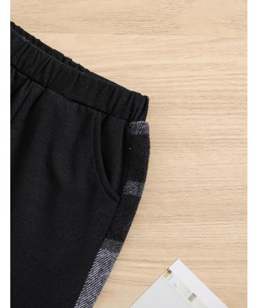 Qiraoxy Toddler Baby Boy Plaid Hoodie Sweatshirt Outfit Set | 5-6 Years | Black - Buy Online on GoSupps.com